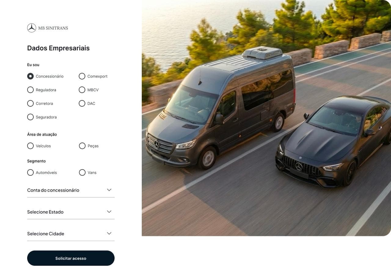 Tela do sistema entregue para Mercedes-Benz
